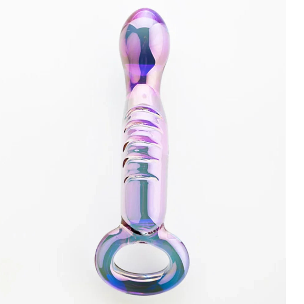 Purple G-spot Anal Curved Glass Dildo