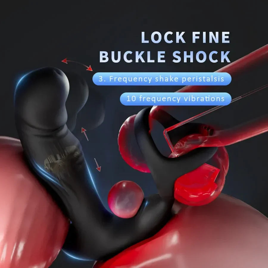 Realistic Prostate Massager Black Cock Ring Vibrator