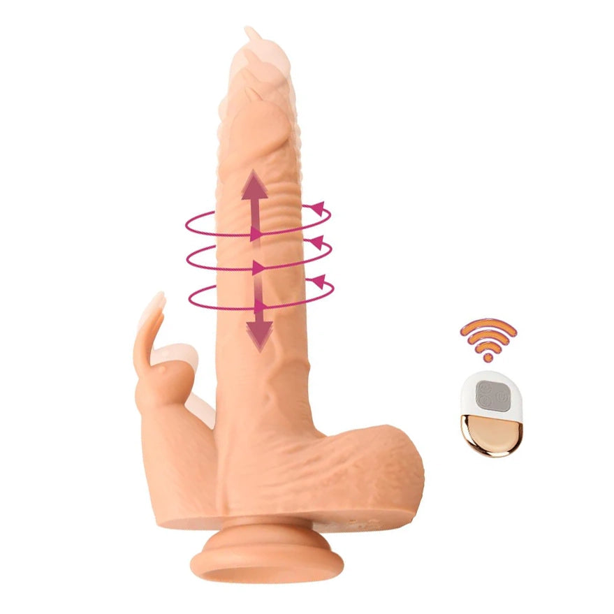 Flesh 9.8 Inch Realistic Vibrating Rabbit Dildo