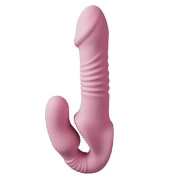 Pink Strapless Thrusting Dildo Strap On