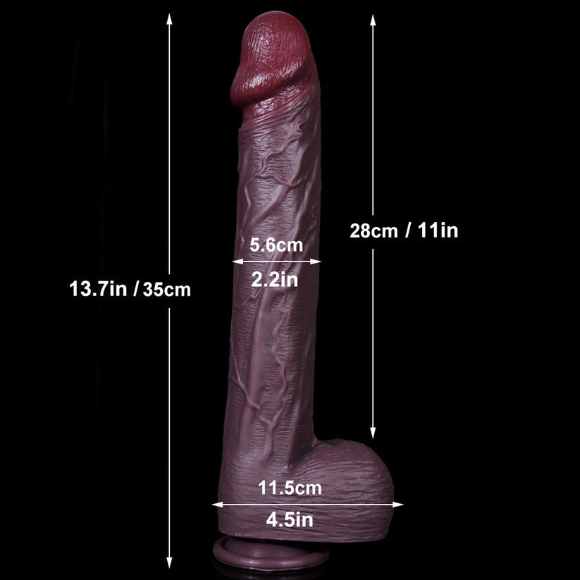 13.7 Inch Long Black Realistic Giant Dildo