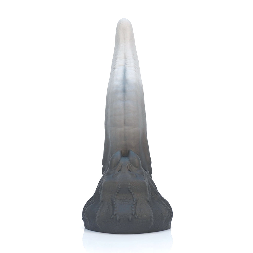 Grey Curved Silicone Soft Fantasy Tongue Dildo