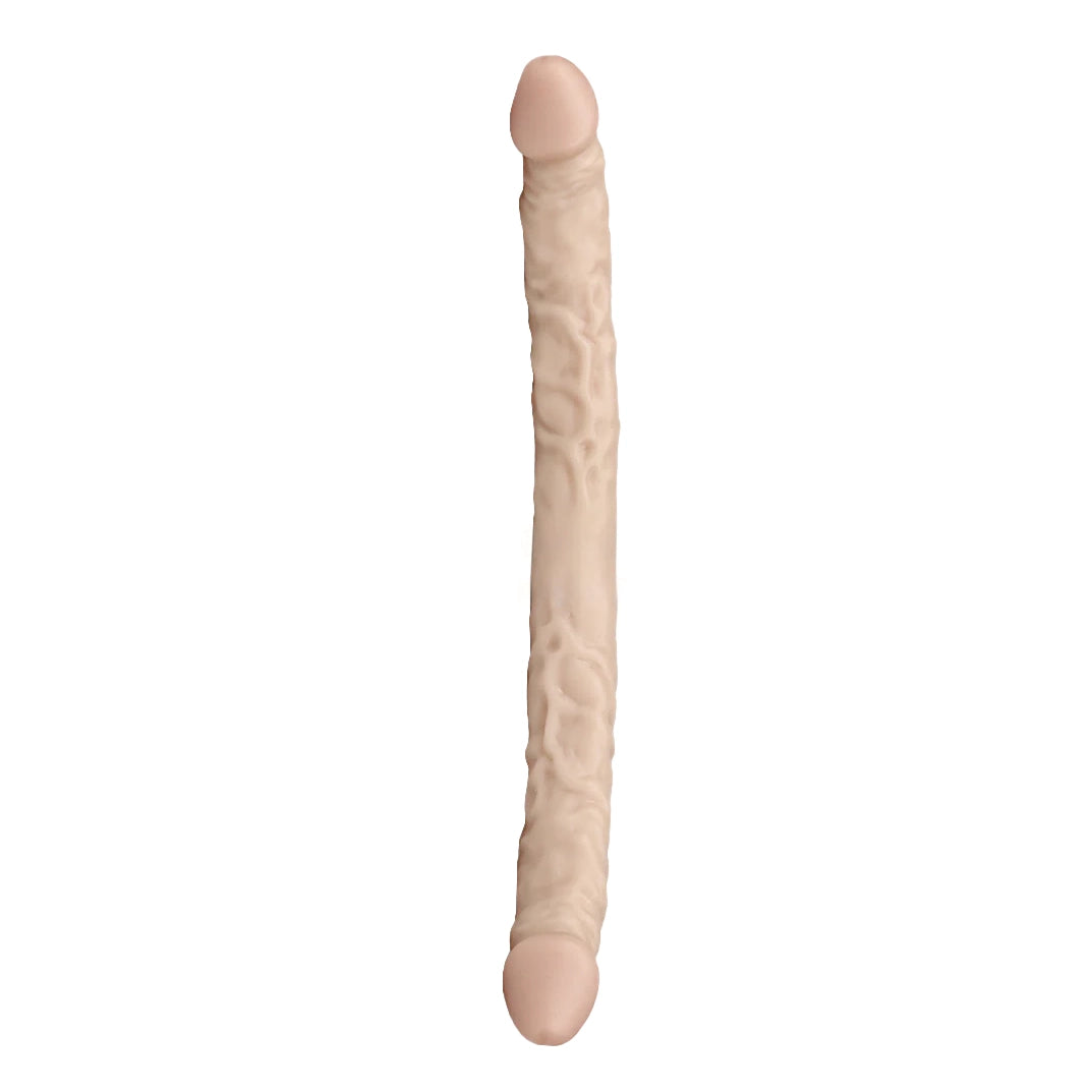 16 inch White Lesbian Two Way Dildo