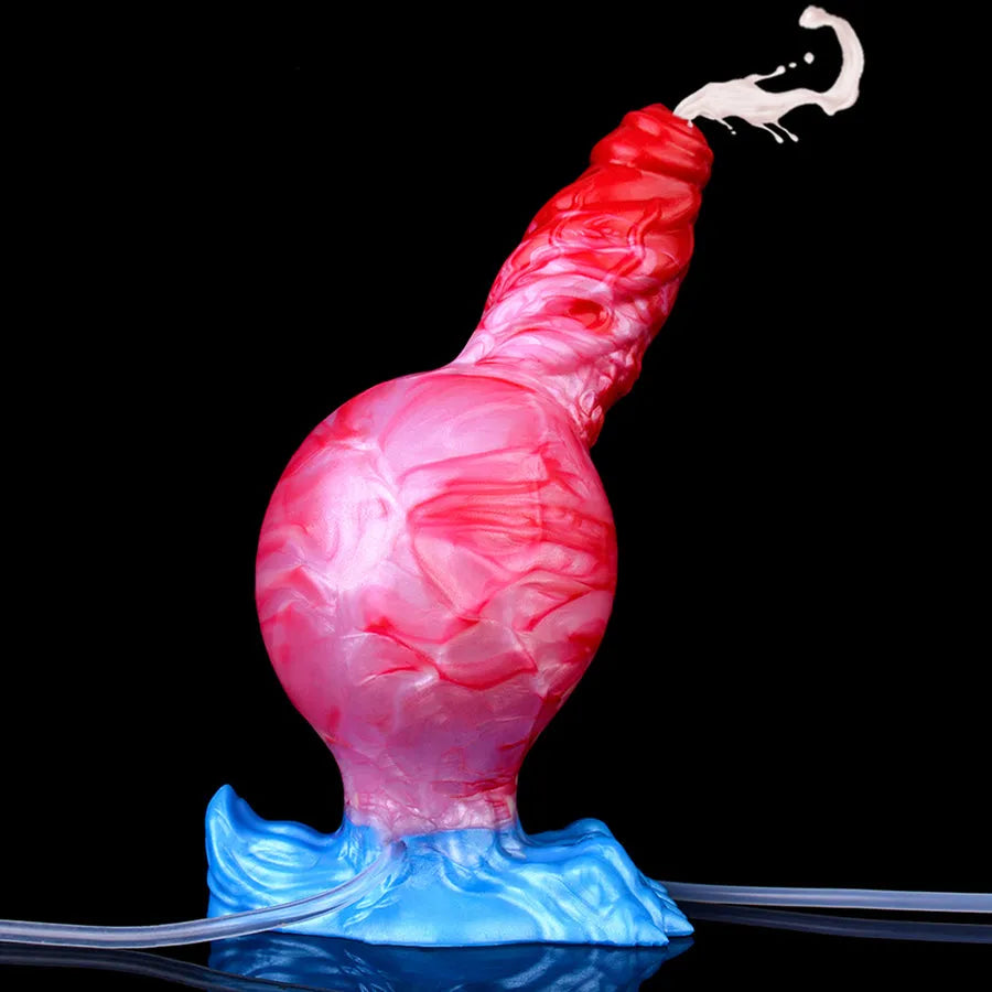 Monster knot inflatable ejaculation dildo