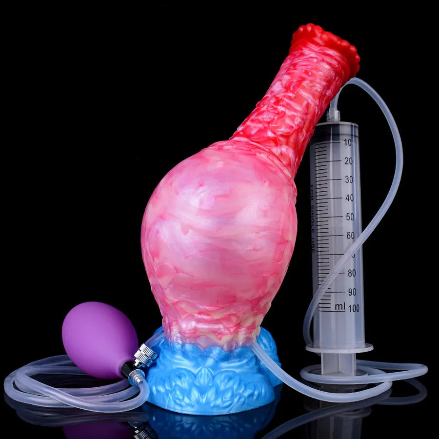 7 Inch Red Horse Inflatable Ejaculating Dildo