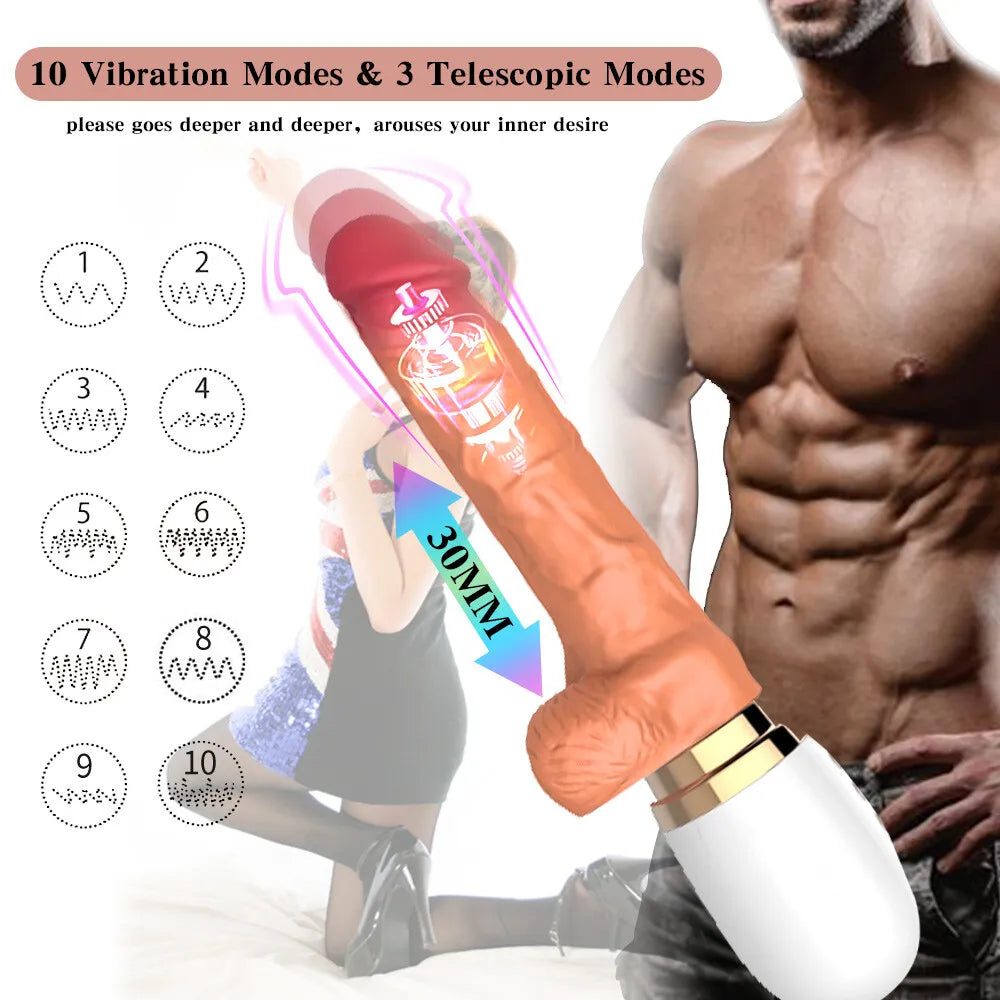 Automatic Heating Retractable Thrust Dildo