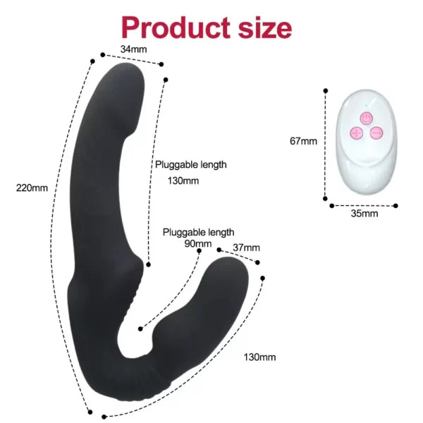 Black Remote Control Strapless Dildo