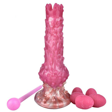 Pink Manual Silicone Alien Ovulation Dildo