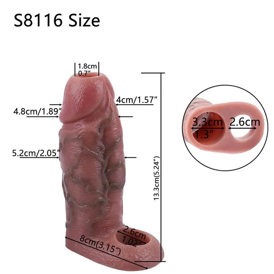 Silicone 5 Inch Opening Realistic Penis Sleeve