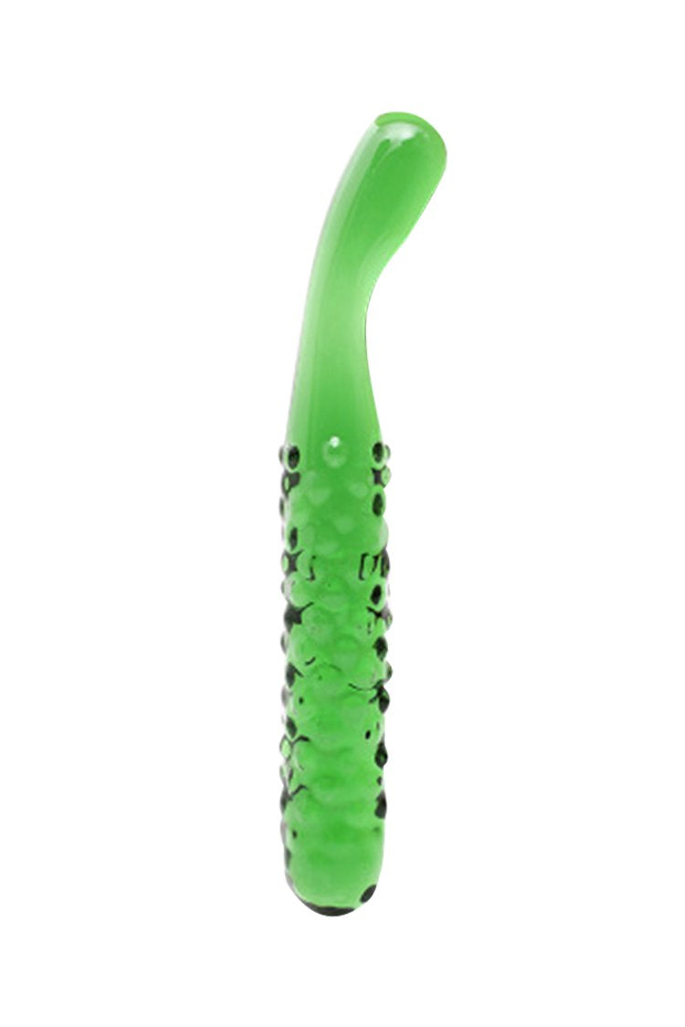 Cute Vegetable Shaped Crystal Glass Massager Green / Cucumber Dildo