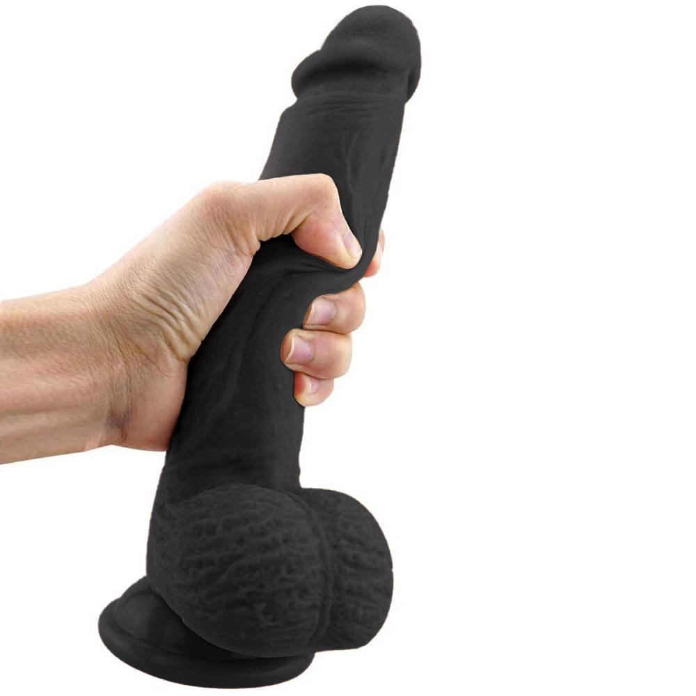 9 Inch Ultra-Soft Silicone Realistic Dildo For Women Black