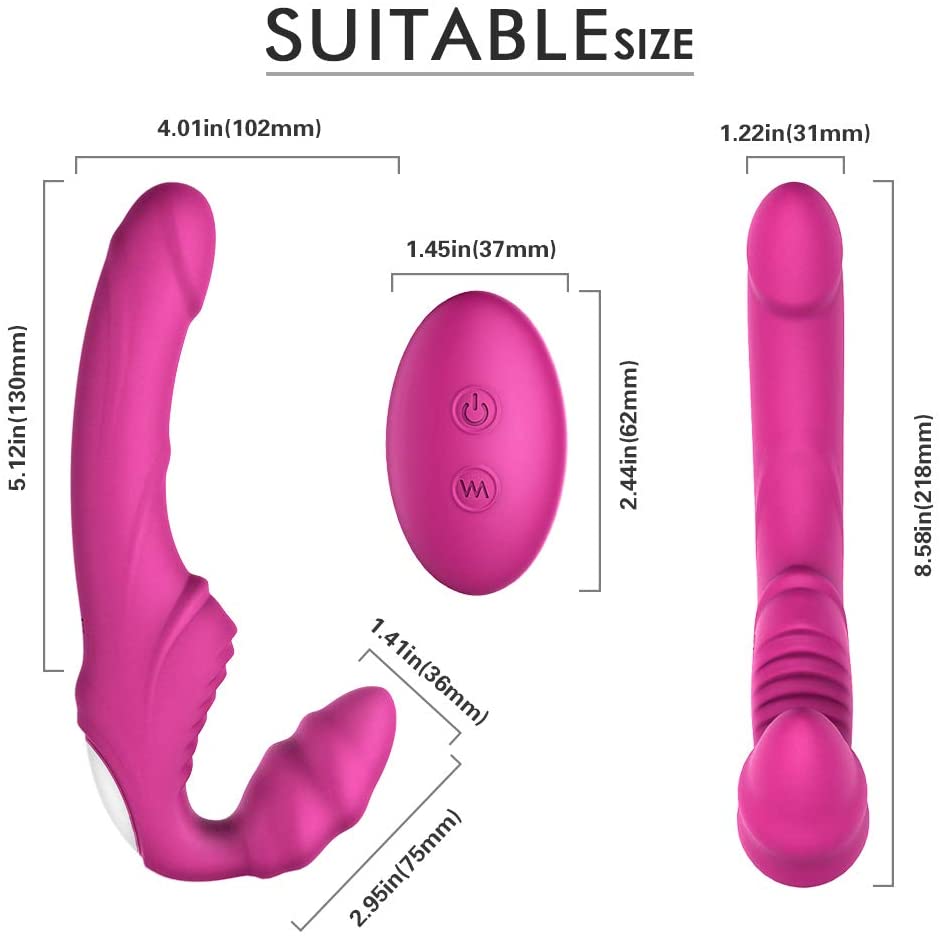 Remote Control Vibrating Strapless Strap On Silicone Dildo Vibrator