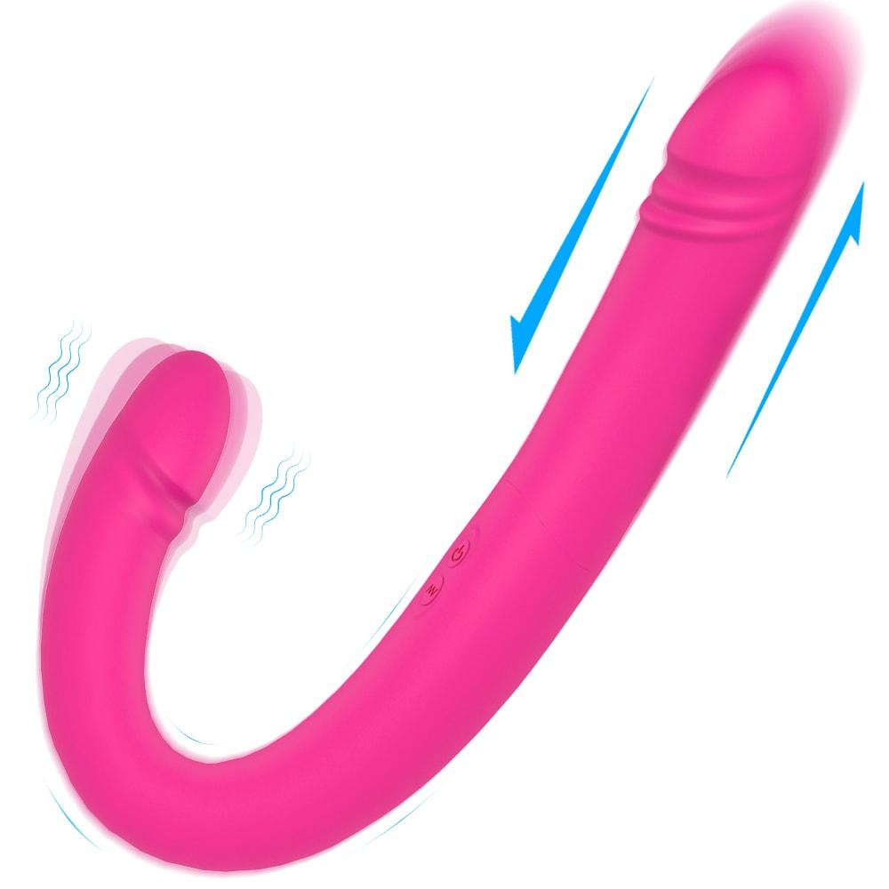 17.7 Inch Realistic Double-Ended Dildos For Anal Vagina Simulation Rose Red Dildo Vibrator