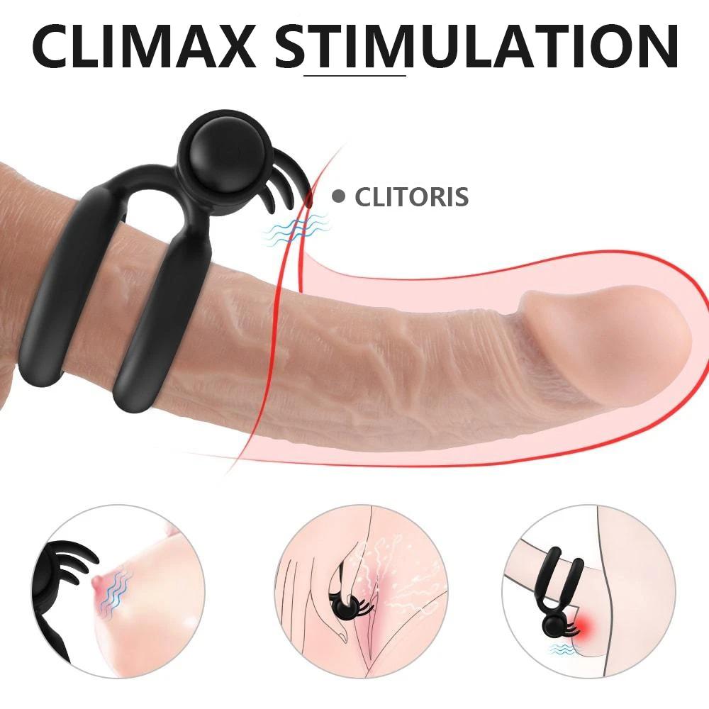 Medical Material Dual Penis Cock Ring With Bullet Vibrator